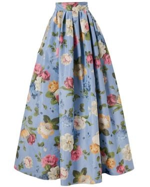Carolina Herrera Floral-Print Maxi Skirt - Blue