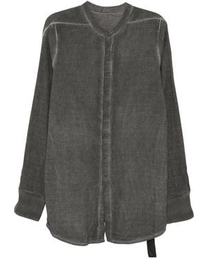 69 by Isaac Sellam Collarless Textured-Finish Shirt - Gray
