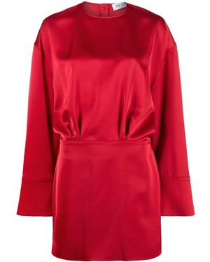 The Attico Long-Sleeve Satin Dress - Red