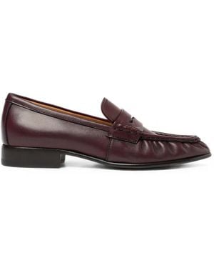 SCAROSSO Mar Gathered-Stitch Loafers - Brown