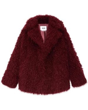 MSGM Manteau En Fourrure Artificielle - Rouge