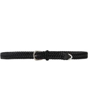 Lardini Handwoven Leather Belt - White