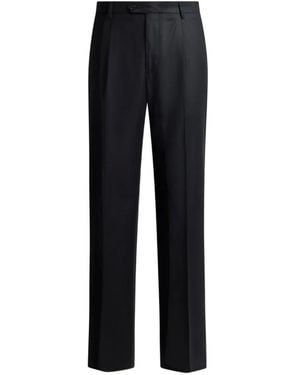 Etro Wool Flannel Pants With Crease Detail - Black