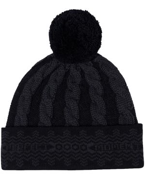 Perfect Moment Merino Wool Cable-Knit Bobble Beanie - Blue
