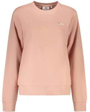 Fila Logo-Embroidered Crew-Neck Sweatshirt - Pink