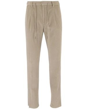 Tagliatore Ribbed Cotton-Velvet Trousers - Natural