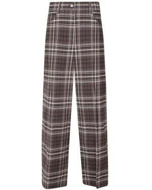 Alysi Tartan-Print Cotton Pants - Brown