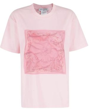 Isabelle Blanche Print-Detail Crew Neck T-Shirt - Pink