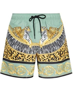 Versace Short De Bain À Imprimé Tigré - Vert