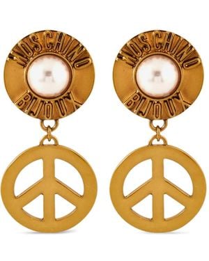Moschino Peace Sign Clip-On Earrings - Metallic