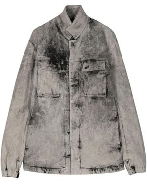 Boris Bidjan Saberi Giacca Denim Con Lavaggio Acido - Grigio