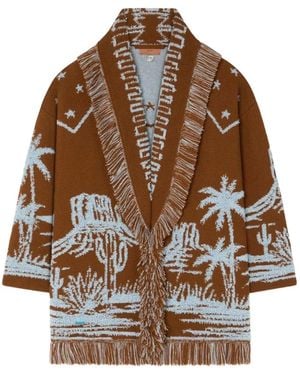 Alanui Canyon Spirit Jacquard-Cardigan Mit Fransen - Braun