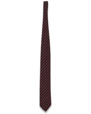 ZEGNA Diagonal-Stripe Silk Tie - Red