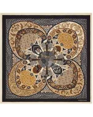 Ferragamo Monile Print Silk Scarf - Metallic