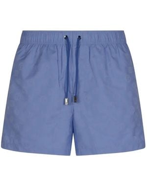 Giorgio Armani Short De Bain À Ourlet Droit - Blue