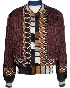 Pierre Louis Mascia Patchwork-Design Bomber Jacket - Red