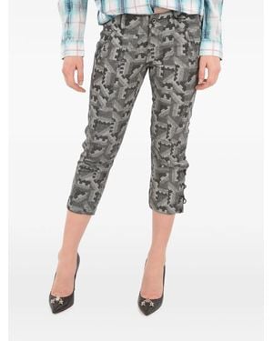 DIESEL Pacquard Geometric-Print Cropped Pants - Gray