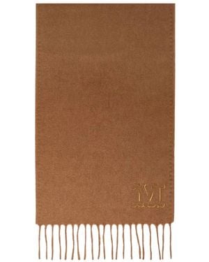 Max Mara Wollen Sjaal Met Geborduurd Monogram - Bruin