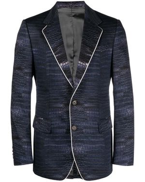 Roberto Cavalli Blazer Monopetto Con Stampa Coccodrillo - Blu