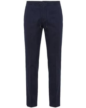 Incotex Drawstring-Waist Pressed-Crease Pants - Blue