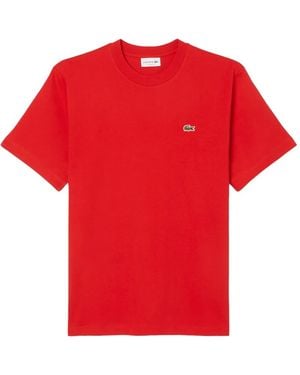 Lacoste Logo-Patch Crew-Neck T-Shirt - Red