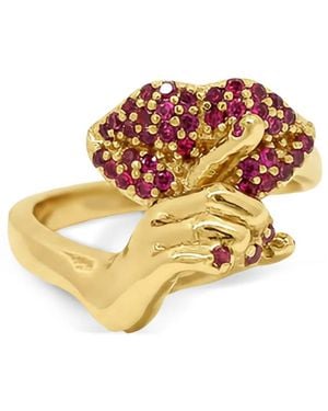 Di Volpe Stare Zitto Ruby-Embellished Ring - Metallic