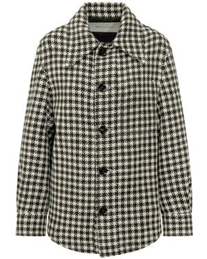 Ami Paris Houndstooth-Pattern Buttoned Jacket - White