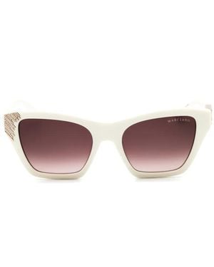 MARCIANO BY GUESS Embellished Rectangle-Frame Sunglasses - White