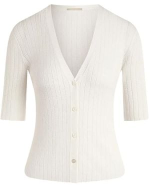 12 STOREEZ Lattice Short-Sleeve Cardigan - White