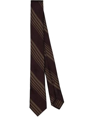 MARINO Striped Silk Tie - White