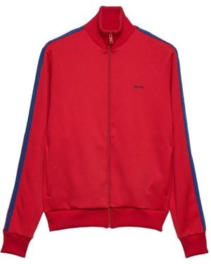 Prada Logo-Embroidered Zip-Up Sweatshirt