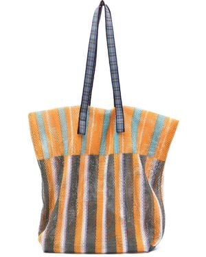 Epice Striped Mesh Tote Bag - Orange