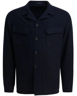 Tagliatore Buttoned Flap-Pocket Jacket - Blue