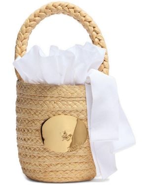 Patou Iconic Raffia Bucket Bag - White