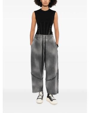 Thom Krom Faded-Effect Raw-Cut Track Pants - Grey