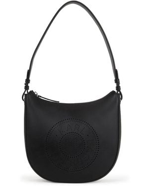 KARL LAGERFELD K/Circle Moon Perforated-Logo Shoulder Bag - Black
