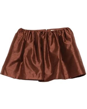 ShuShu/Tong Pleated Slub-Texture Skirt - Brown