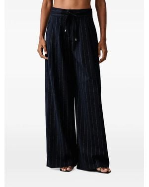 ERMANNO FIRENZE Pantalon Ample À Fines Rayures - Black