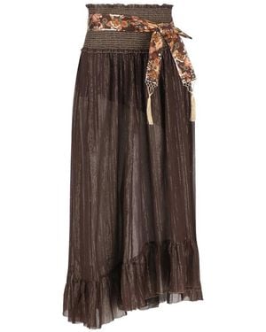 Zimmermann Falda Midi Aster Asimétrica - Marrón