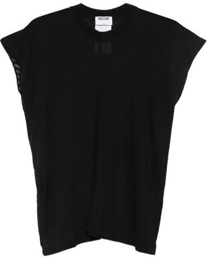 Moschino Relaxed Viscose Flutter Sleeve T-Shirt - Black