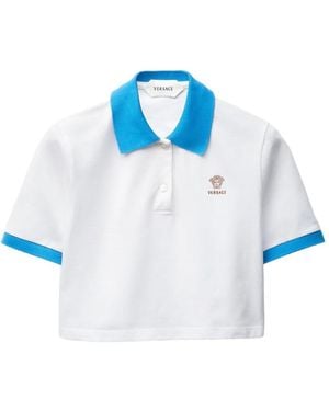 Versace Cropped-Poloshirt Mit Logo - Blau