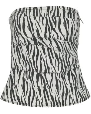 ROTATE BIRGER CHRISTENSEN Zebra-Print Strapless Top - Black