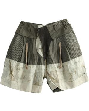 Ziggy Chen Heavy Patchwork Panelled Corduroy Shorts - Green