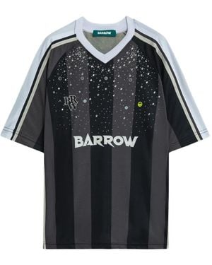 Barrow Striped Embellished V-Neck T-Shirt - Black