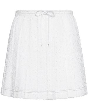 Thom Browne Tweed Plooirok Met Wimper-Effect - Wit