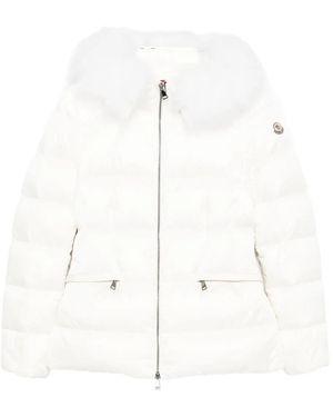 Moncler Fur-Trimmed Hooded Jacket - White