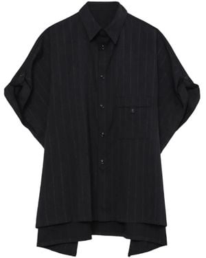 Y's Yohji Yamamoto Pinstripe Short-Sleeve Shirt - Black
