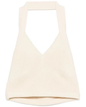 Wardrobe NYC Cotton Halterneck Top - Natural