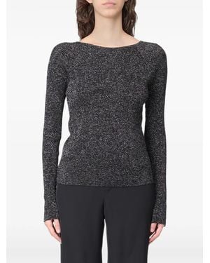 Moschino Pull En Maille Métallisée À Col Bateau - Black