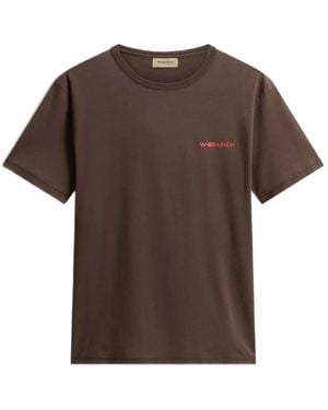 Woolrich Garment-Dyed Graphic-Print T-Shirt - Brown